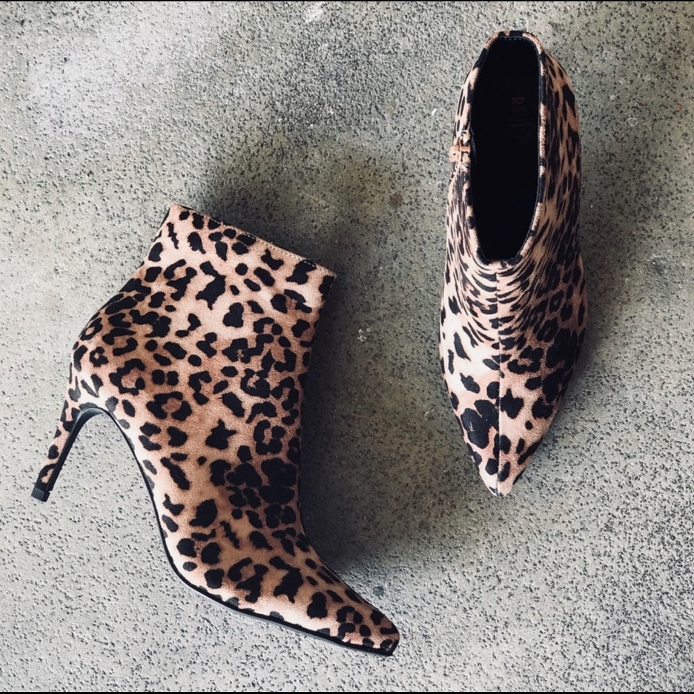 NEW! Delicious Leopard Faux Suede Heeled Booties